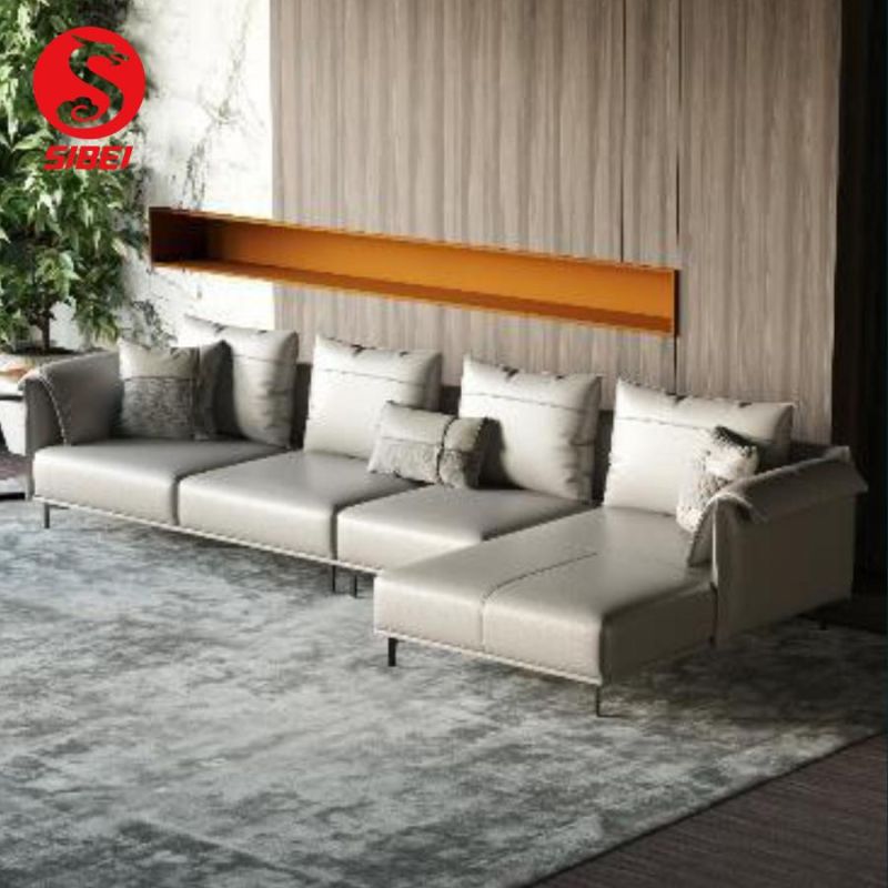 Modern Luxury Sofa Sets Wooden Legs Home Furniture L Style Settee Living Room Leather Sofa