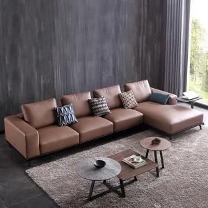 L Shape Italy Simple Design Nordic Style Lawson Nappa Leather Sofa (LT-09)