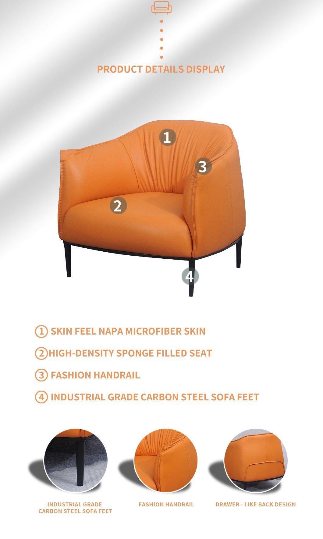 Italian Design Comfortable Hotel Leather Single Seat Sofa