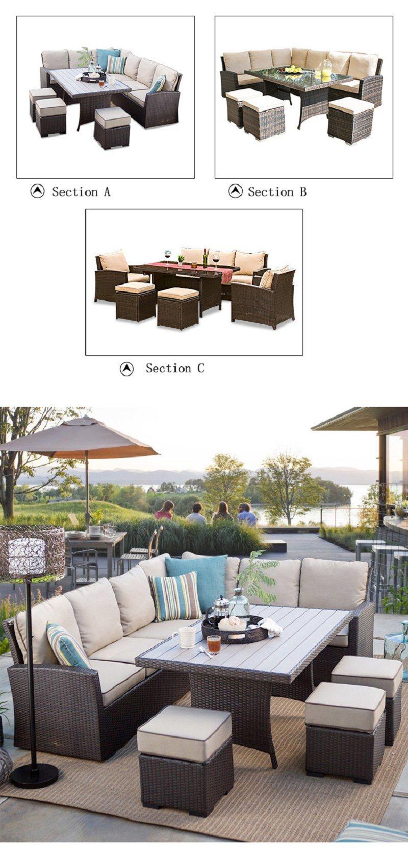 Patio Wicker Conversation Set All-Weather Rattan Outdoor Sectional Sofa Furniture