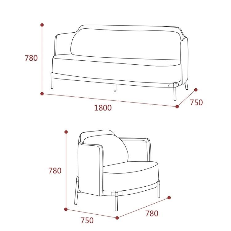 Modern Living Room Furniture Sofa with Fabric or Leather Option