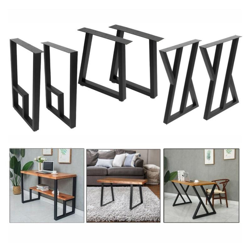 Black Wrought Industrial Square X Shaped Table Legs