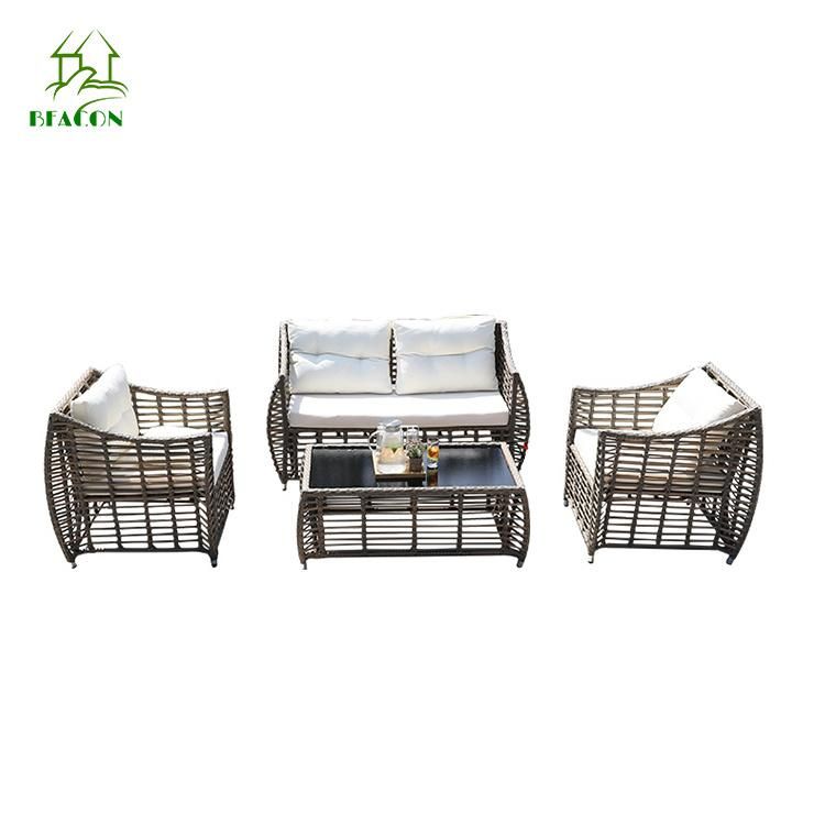 Outdoor Patio Furniture Sofa Sectional Set All Weather Garden Rattan Sofa Set