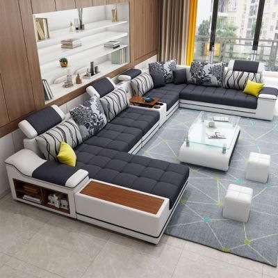 Modern Furniture Leisure U Shape 7 Seater Sectional Corner Fabric Home Sofa