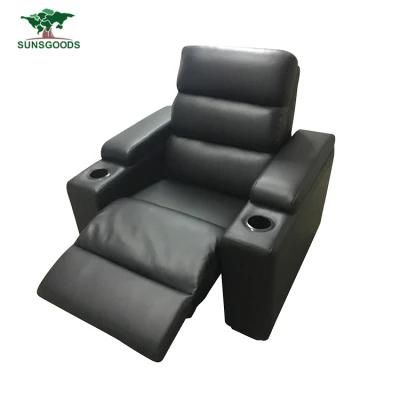 Soft Home Theater Sofa Leather Black Colour for Sale