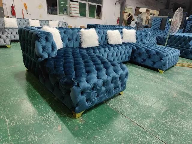 Velvet Fabric Sectional Sofa with Kd Construction for Living Room Set