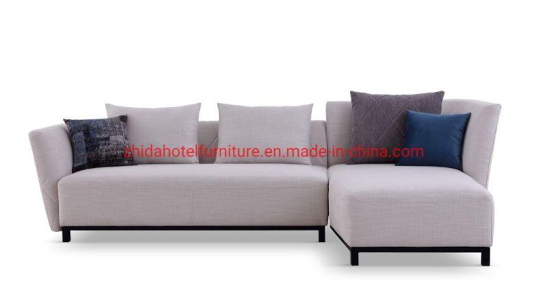 L Shape Modern Lobby Hotel Living Room Fabric Sectional Sofa for Villa Apartment Home Hotel Furniture