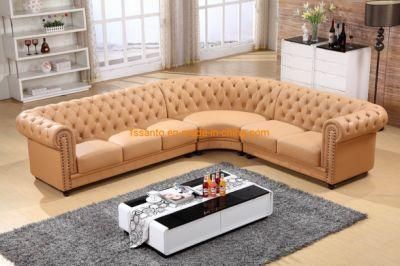 Luxury European Style Top Grain Leather Round Shape U Shape Home Furniture Modern Comfort Living Room 7 9 Seater Corner Sectional Sofa