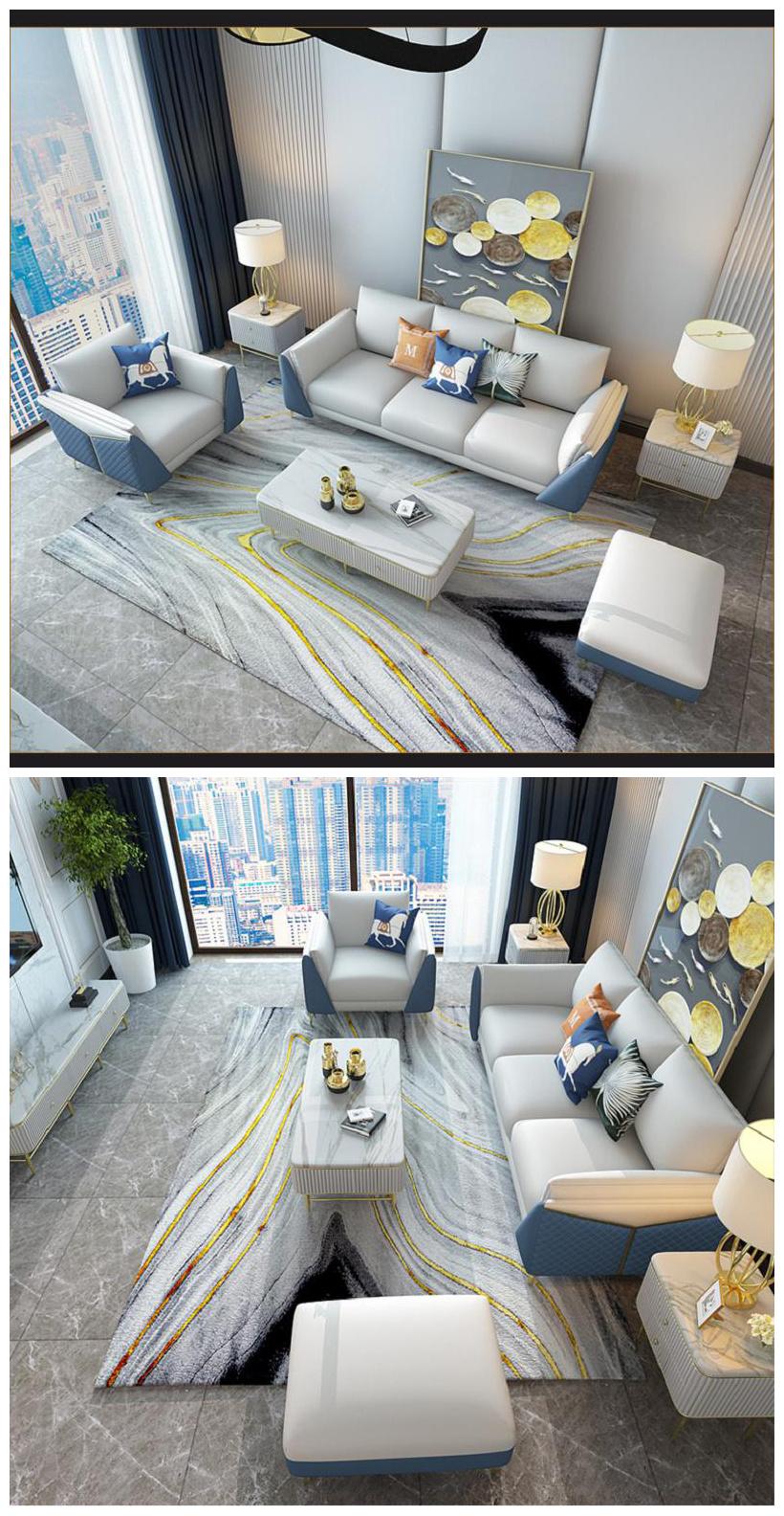 Supply Hotel Villa Metallic Cowhide Sofa Set 1+2+3