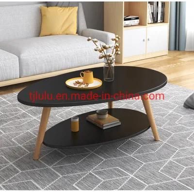 Hot Sale Living Room Furniture Sofa Center Table MDF Top Round Coffee Table Wooden Legs Side Table Nest Table