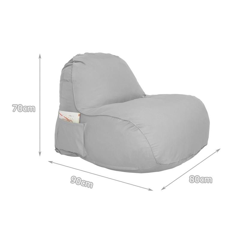 Luckysac Grey Oxford Fabric Outdoor Bean Bag Chair, Single Person Chair, Filled Bean Bag Stuffed Waterproof Lazy Sofa