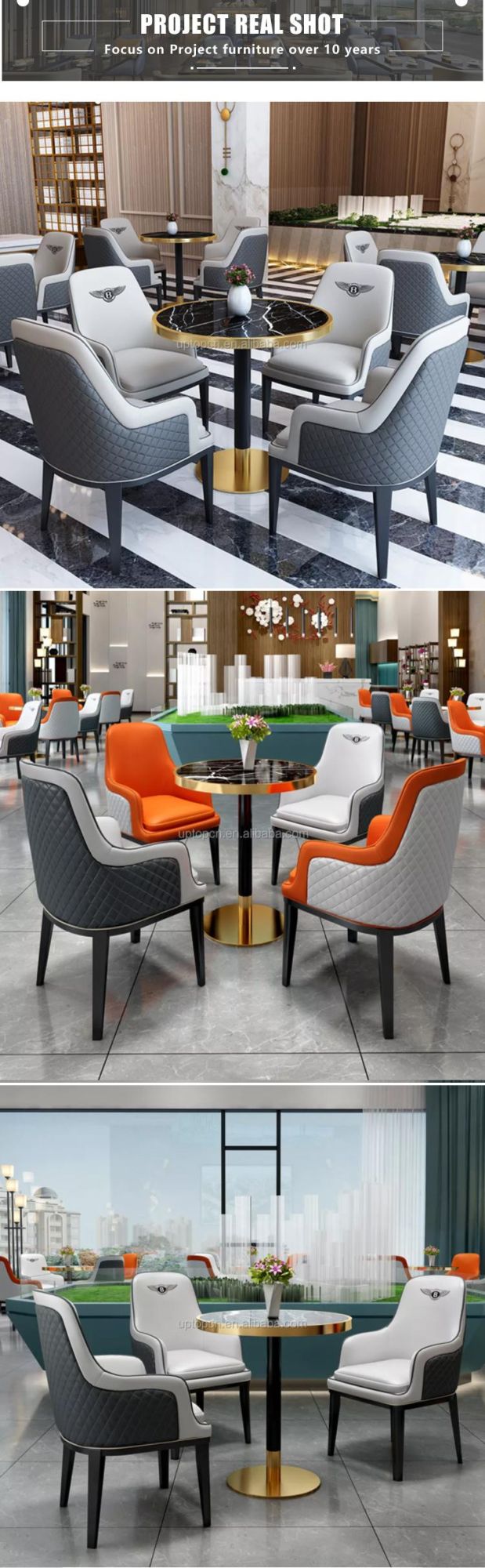 (SP-SF217-3) Modern Fabric 3 Seating Sofa Sets Cafe Furniture