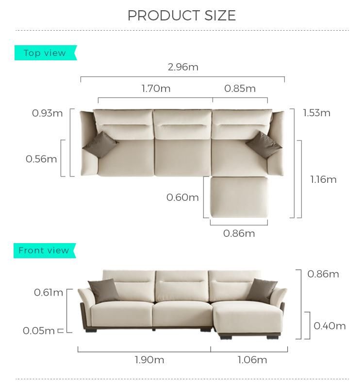 L-Shaped 7 Luxury Dubai Furniture Set Leather Sofa with High Quality Tbs060