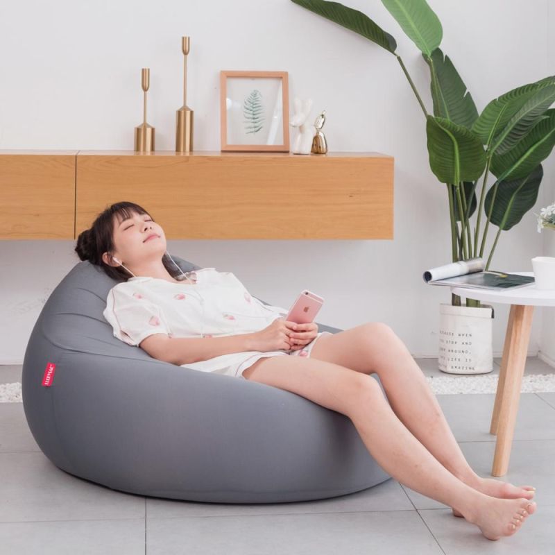 Grey High Elastic Bean Bag Pod Cover Cloud Pod Moon Shape Sofa Bed