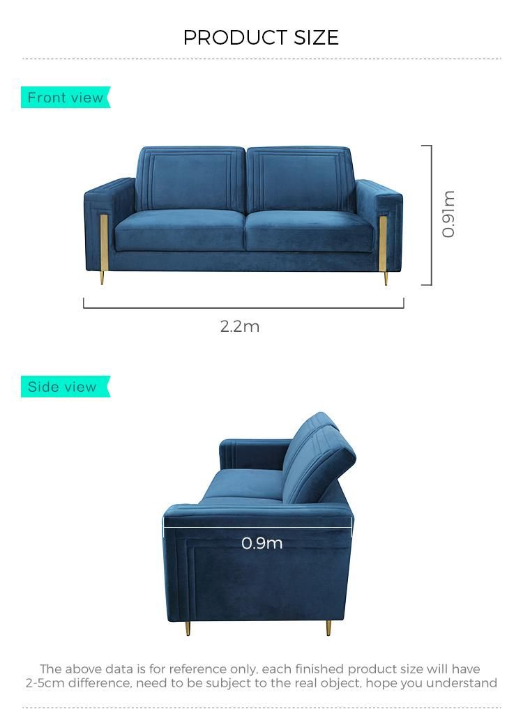 Linsy Modern Blue Velvet Sofa Set Furniture Living Room Modular Sofa Jym2181
