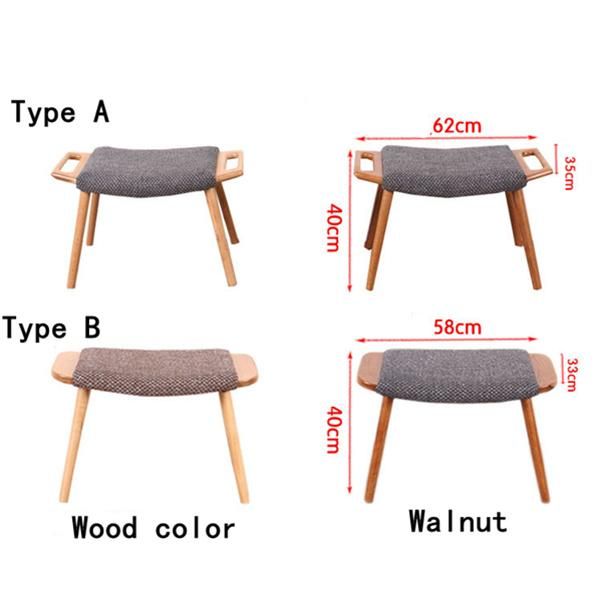 Solid Wood Sofa Ottoman Shoe Changing Stool Simple Fabric Dressing Stool