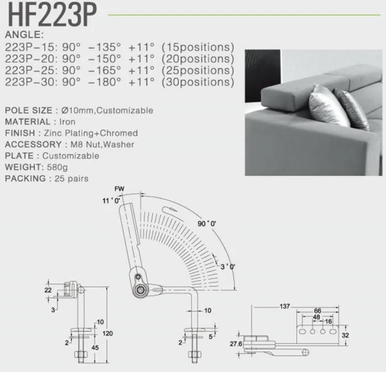 Steel ratchet sofa hinge