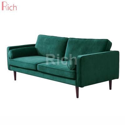 New Design Home Furniture Divan Settee Green Velvet Living Room Leisure Sofa