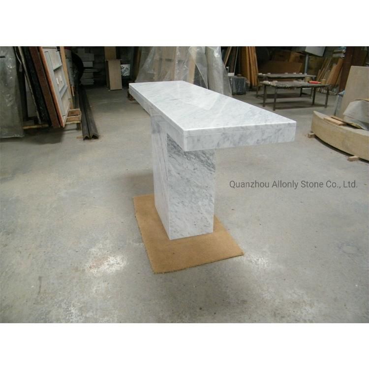 Luxury Home Entrance Snow White Marble Top Long Entry Modern Marble Console Table