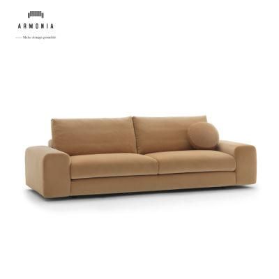 Non Inflatable Modern Carton Home Furniture Iron Leg Fabric Sofa with Factory Price