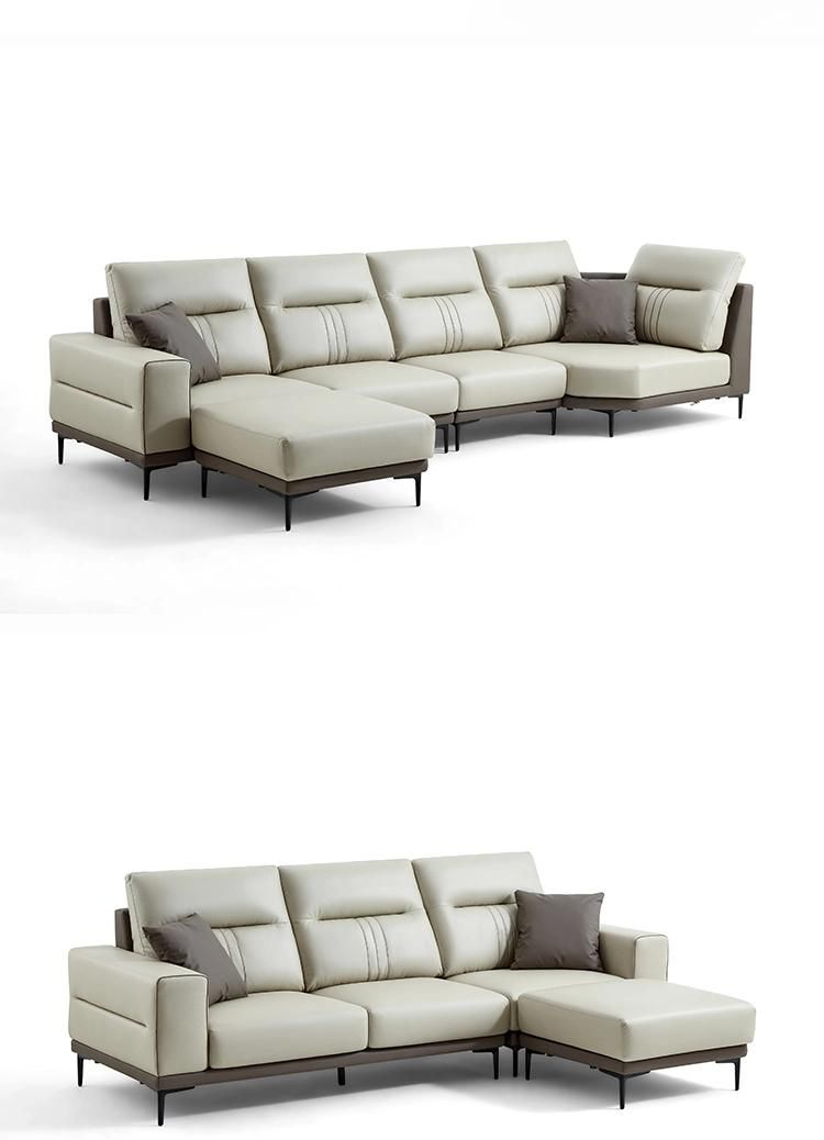 Hot Down with Armrest Corner Sectional L Shape Furniture Genuine Leather Sofa Tbs061