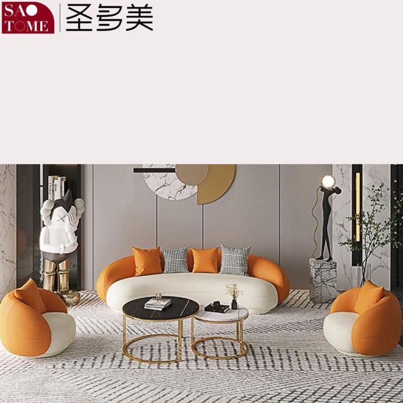Modern Light Luxury Living Room Furniture Optional Specifications and Colors Flannelette Sofa Set