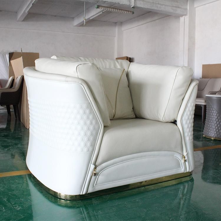 Luxury European American Style Living Room Furniture Single Seater Sofa for Villa