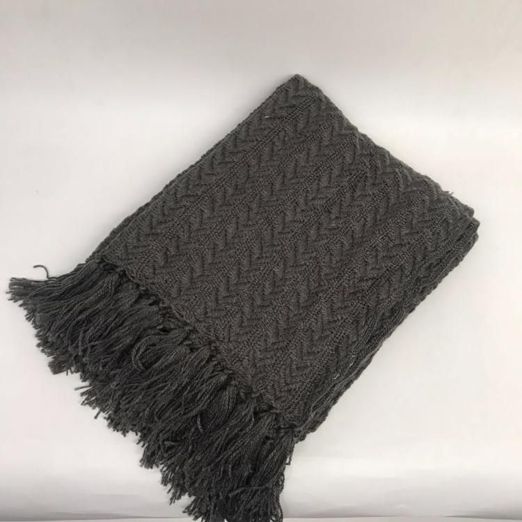 Luxury Soft Solid Color Sofa Crochet Acrylic Blanket