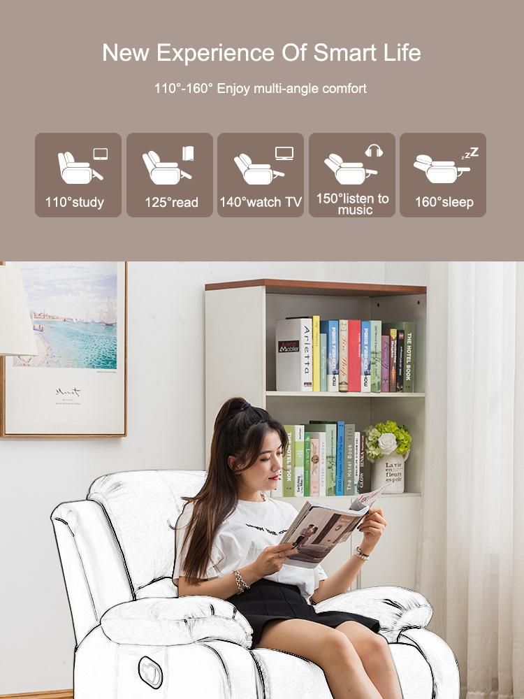 8 Point Vibration Massage Recliner Sofa with Manual Function