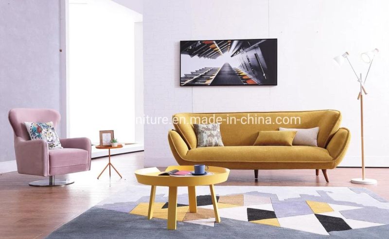 Japan Style Yellow Fabric Hotel Public Area Living Room Sofa