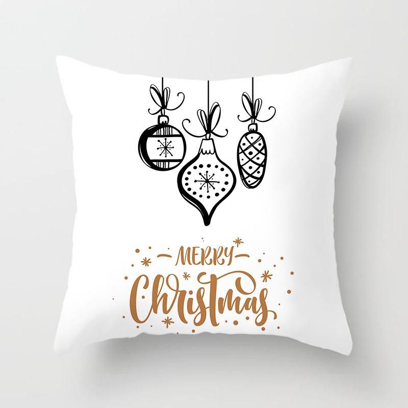 Black Pillow Covers Christmas New Year Cushion Cover Decorative Throw Pillowcases for Home Sofa Gift 45*45cm