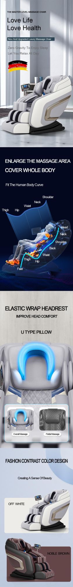Real Relax Massage Sofa, Full Body Zero Gravity Shiatsu Massage Recliner with Bluetooth Heat Foot Roller