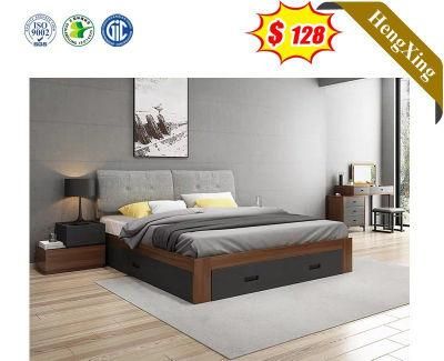 Modern Wooden Hotel Bedroom Furniture Kitchen Cabinets Upholstered PU Leather King Size Sofa Bed with Night Stand