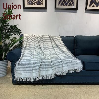 100%Acrylic Decorative Stripe Knitted Blanket for Sofa