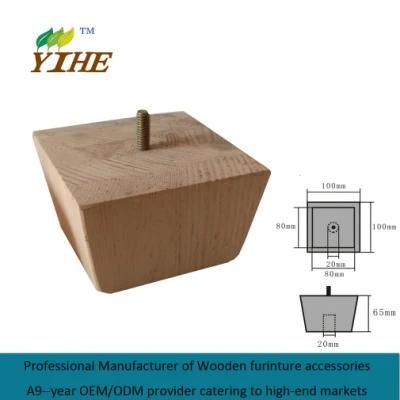 Wooden Sofa Leg in Outside Shape of Square Bun Foot Tapered