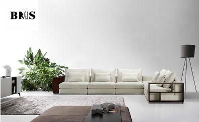 High-End Luxury Design Sectional Sofa with Wooden Armrest