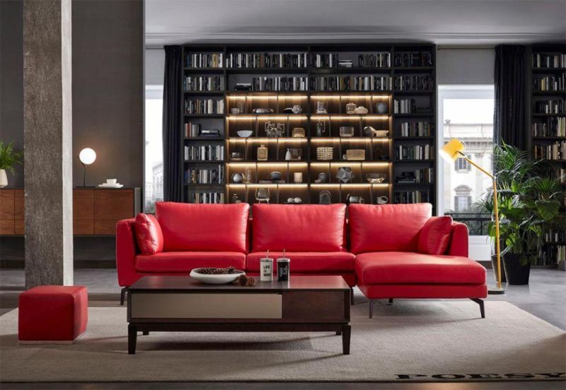 Lm106 Corner Sofa, Genuine Leather Sofas, Italian Modern Design Sofa in Home and Commercial Custom