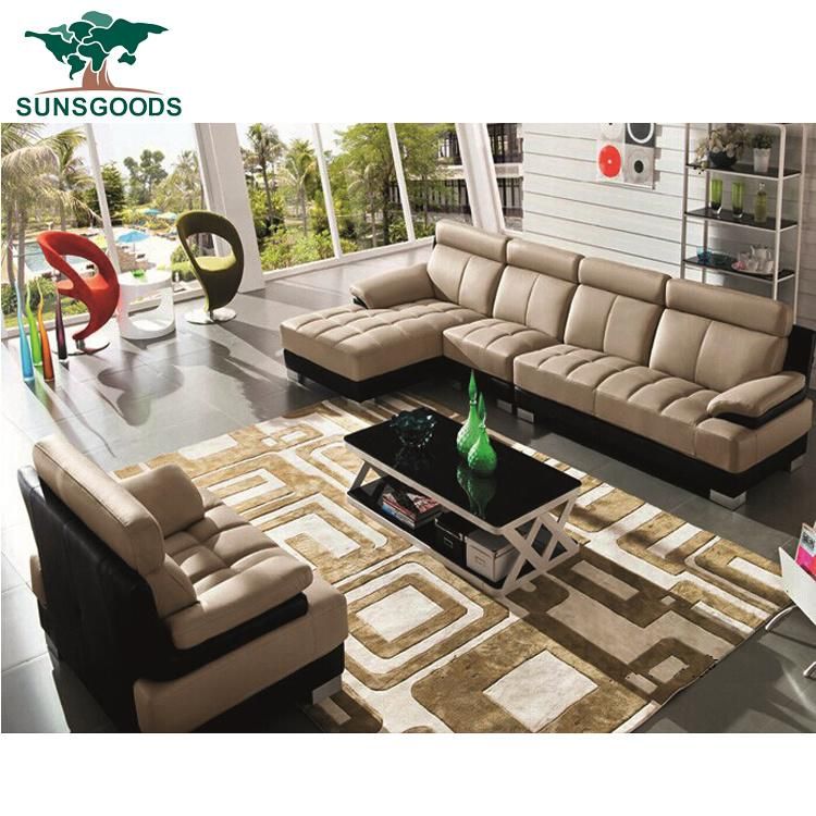 White Real Leather Living Room Sofa Set Design