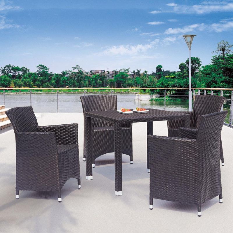 Luxury Garden Outdoor Furniture Rattan Glass Tabletop and Sofa Set