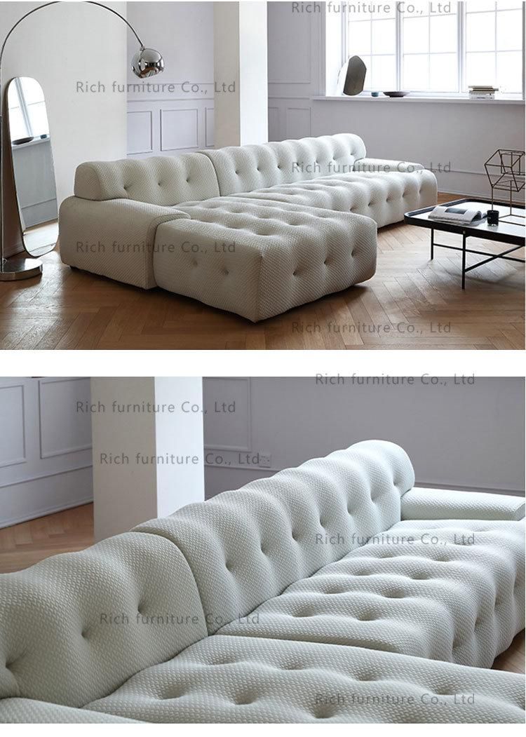 Tufted Fabric Corner Sofa Modern European Style Commercial Sectional L Shape Sofa for Living Room Italian Luxury Cozy Corner Sofa