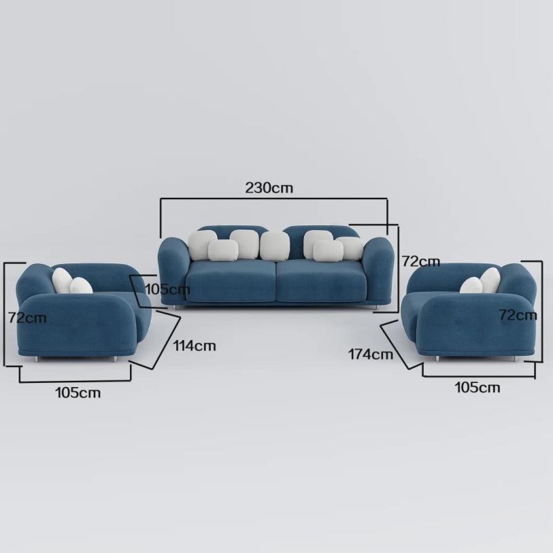 Factory High Quality European Modern Style Home Sofa Furniture Leisure Fabric Couche with Armrest
