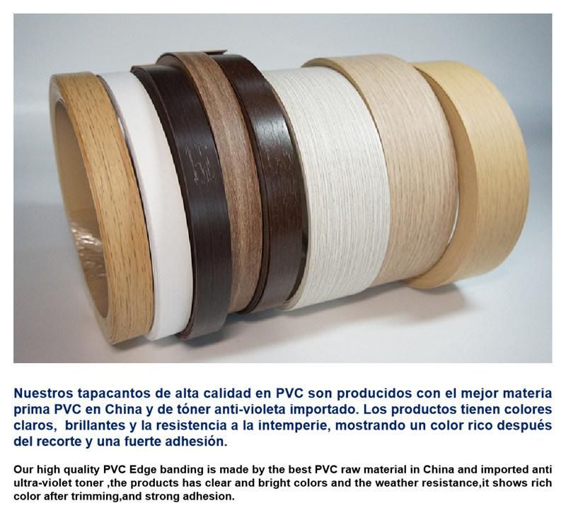 Solido Color /Woodgrain China Factory Tapacanto De PVC Edge Banding Tape Furniture Accessories