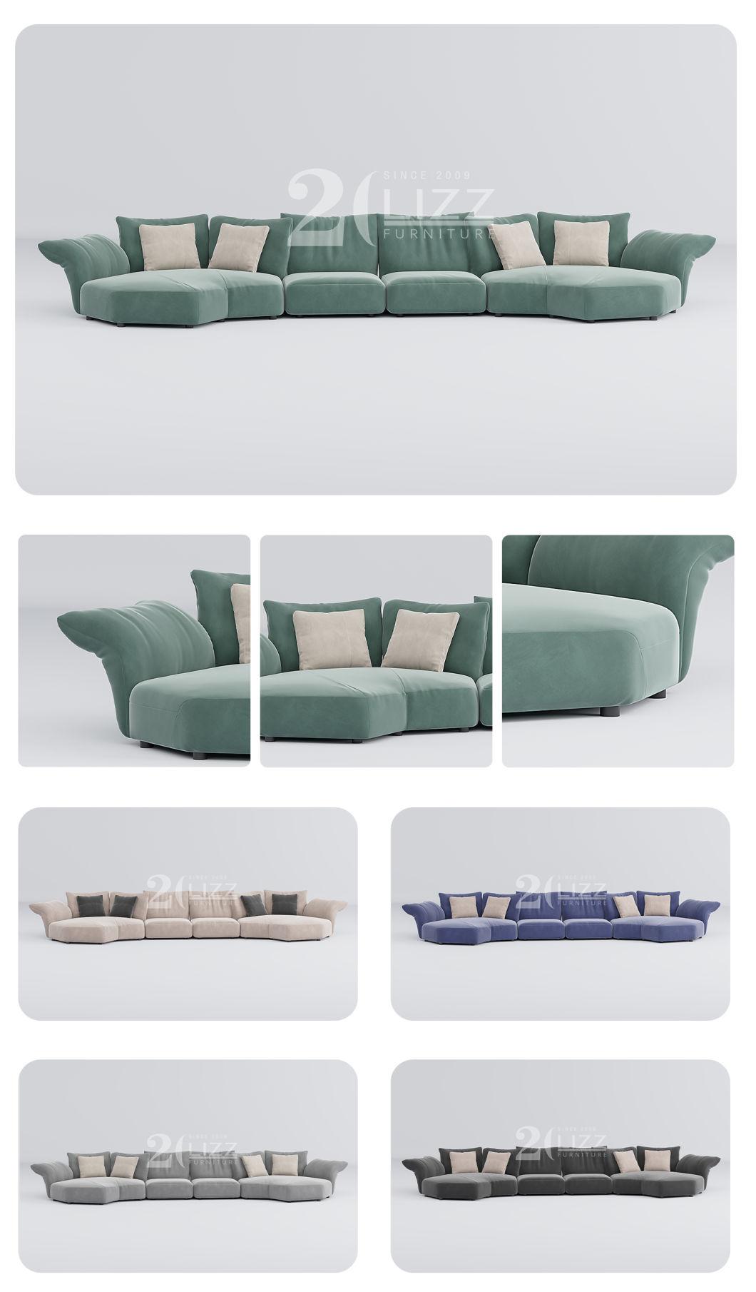 Modern Luxury Home Furniture Set Leisure Sectional Fabric Sofa Luxury Italian Long Couch