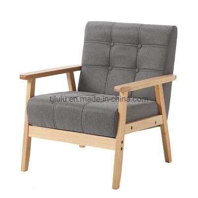 Modern Cheap Living Room Linen Fabric Sofa Armchair Upholstery Solid Wood Lounge Sofa Chair