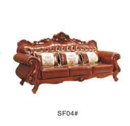 Classic Luxury Living Room Furniture Wooden Leather Sofa