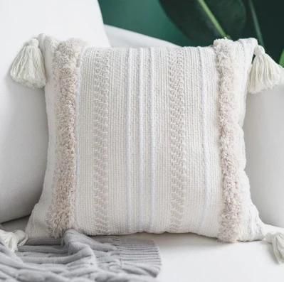 European Four Seasons General Tufted Tassel Versatile Pillow Cover for Bedroom Car Office Waist Back Sofa