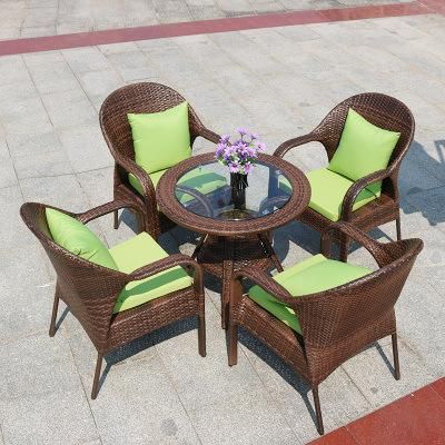 Outdoor Rattan Sofa Chair Three Balcony Leisure Living Room Rattan Table and Chair