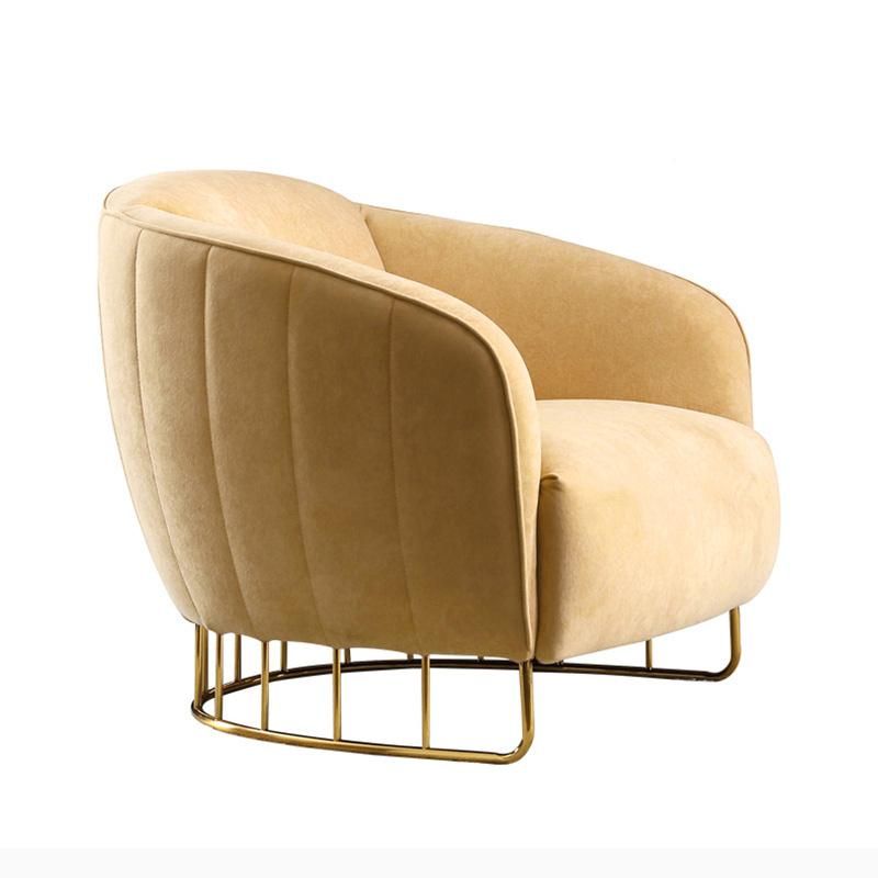 Fashion Hotel Single Sofa Chair Home Furniture Round Rest Chair Velvet