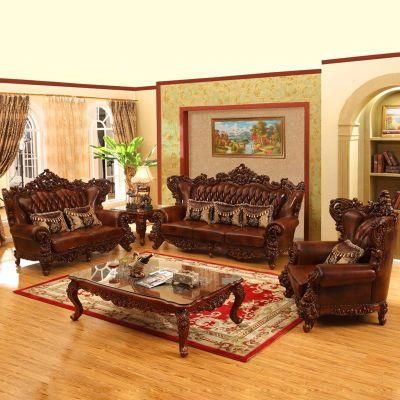 Living Room Furniture Antique Leather Sofa in Optional Sofas Couch Seats and Color