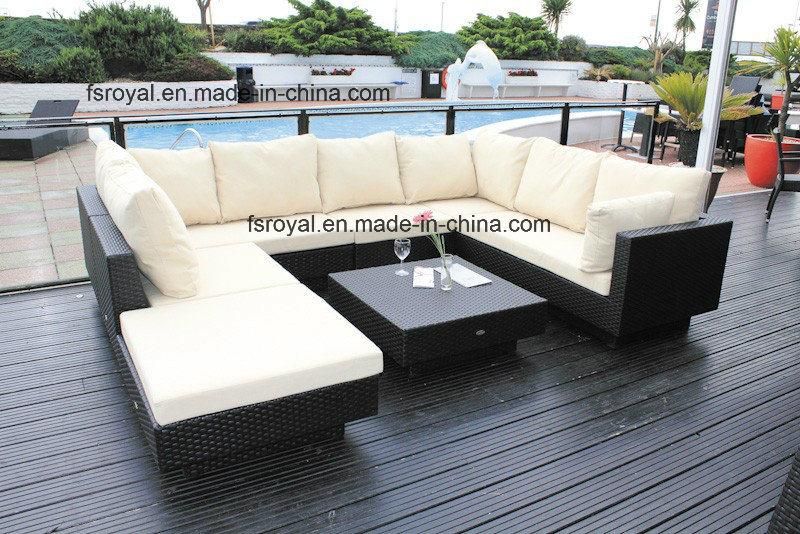 Outdoor Garden Villa Swimming Pool Four Rattan Sofa Table Set Furniture with Customized Color